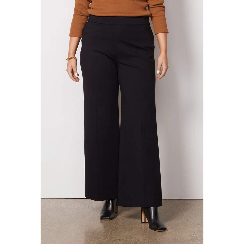 Spanx The Perfect Pant Wide Leg Black 3X Petite Ponte Slacks NWT